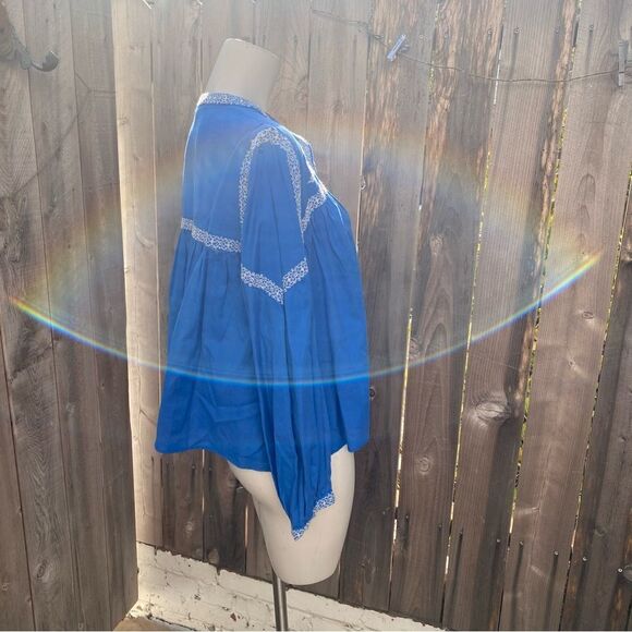 Zara blue EMBROIDERED blouse size XS New - Picture 5 of 11